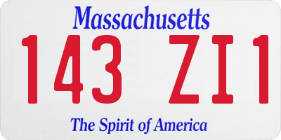 MA license plate 143ZI1