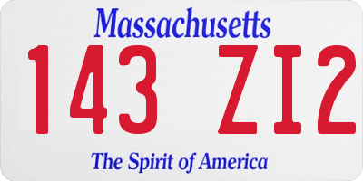MA license plate 143ZI2