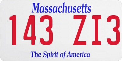 MA license plate 143ZI3