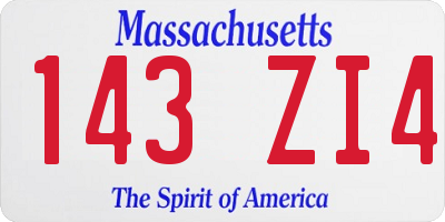 MA license plate 143ZI4