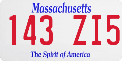 MA license plate 143ZI5