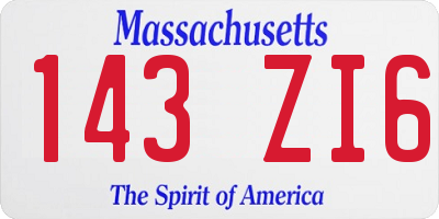 MA license plate 143ZI6