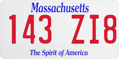 MA license plate 143ZI8