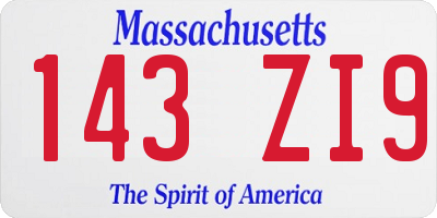 MA license plate 143ZI9