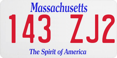 MA license plate 143ZJ2