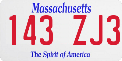 MA license plate 143ZJ3