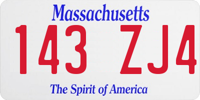 MA license plate 143ZJ4