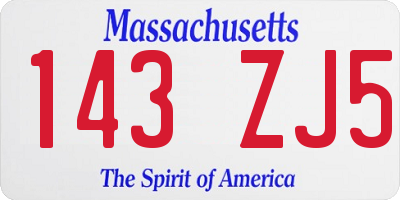 MA license plate 143ZJ5