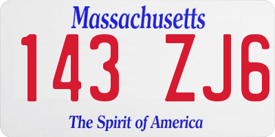 MA license plate 143ZJ6