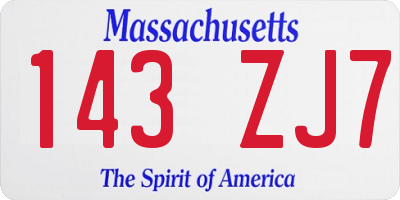 MA license plate 143ZJ7