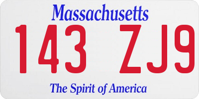 MA license plate 143ZJ9