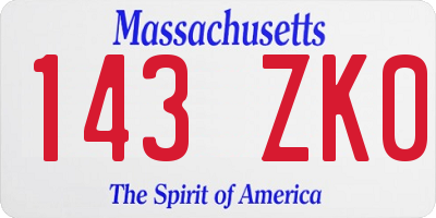 MA license plate 143ZK0
