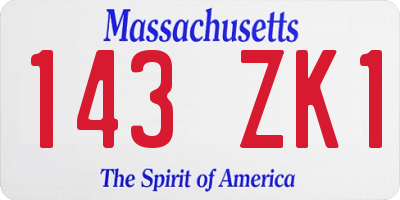 MA license plate 143ZK1