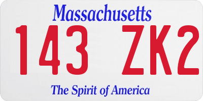 MA license plate 143ZK2