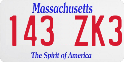 MA license plate 143ZK3
