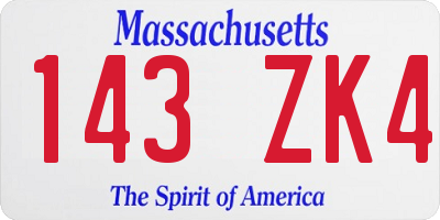 MA license plate 143ZK4