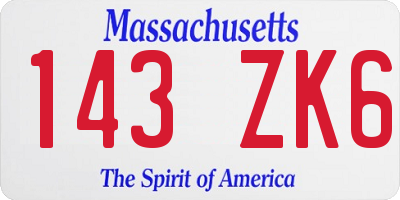 MA license plate 143ZK6