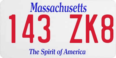 MA license plate 143ZK8