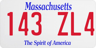 MA license plate 143ZL4