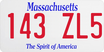 MA license plate 143ZL5