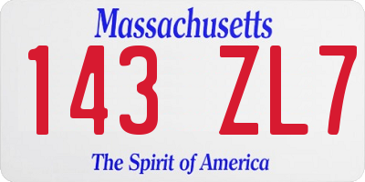 MA license plate 143ZL7