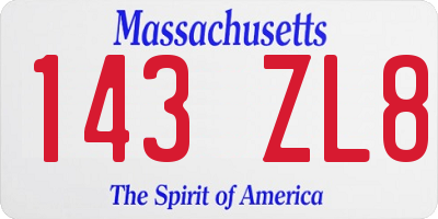 MA license plate 143ZL8
