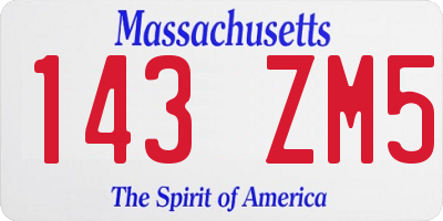 MA license plate 143ZM5