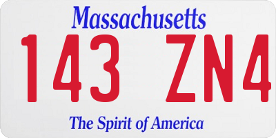 MA license plate 143ZN4