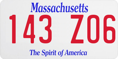 MA license plate 143ZO6