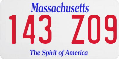 MA license plate 143ZO9