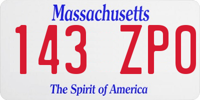 MA license plate 143ZP0