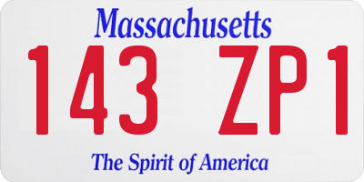 MA license plate 143ZP1
