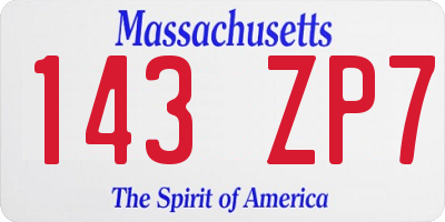 MA license plate 143ZP7