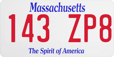 MA license plate 143ZP8