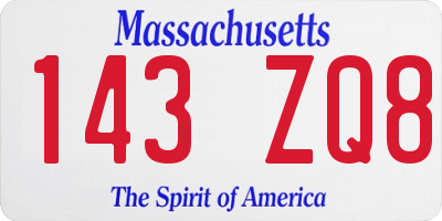MA license plate 143ZQ8