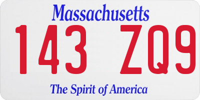 MA license plate 143ZQ9