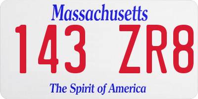 MA license plate 143ZR8