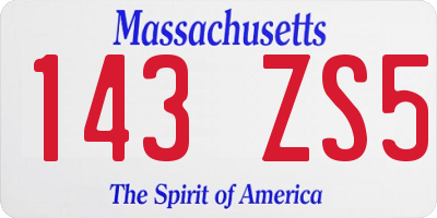 MA license plate 143ZS5