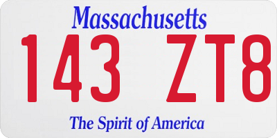 MA license plate 143ZT8