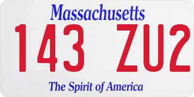 MA license plate 143ZU2