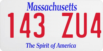 MA license plate 143ZU4