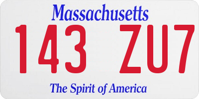 MA license plate 143ZU7