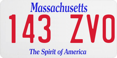 MA license plate 143ZV0