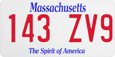 MA license plate 143ZV9