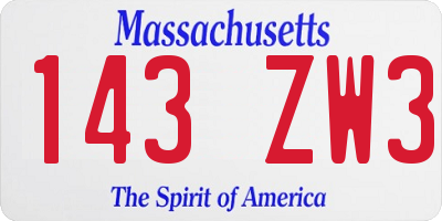 MA license plate 143ZW3