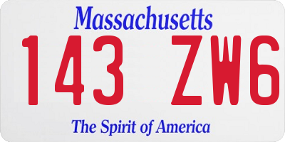MA license plate 143ZW6
