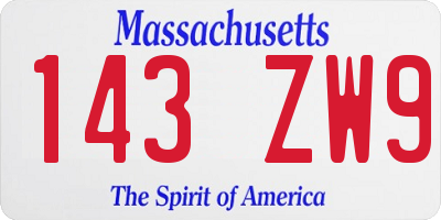 MA license plate 143ZW9