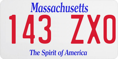 MA license plate 143ZX0