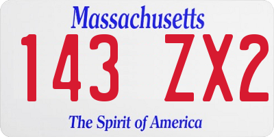 MA license plate 143ZX2