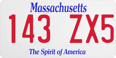 MA license plate 143ZX5